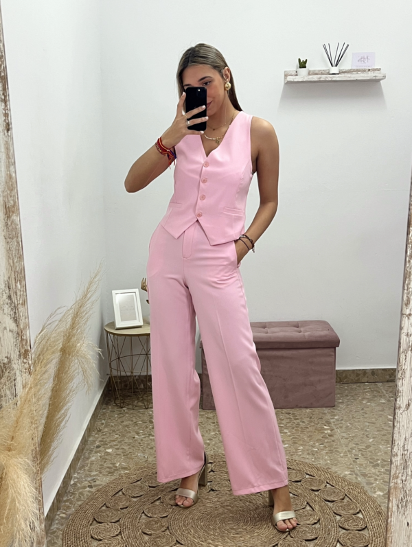 TRAJE CHALECO COMPLETO ROSA